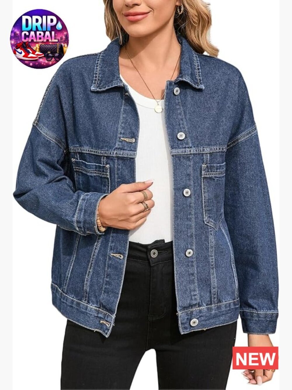 Casual Long Sleeve Oversized Denim Jacket Women's Fall Outfits